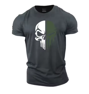 Men's digital printed <b>skull</b> printed T-shirt Fitness <b>top</b> Short sleeve T-shirt quick drying breathable - Product Image 4