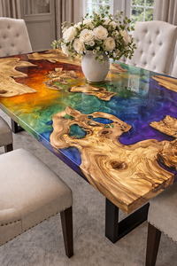 Epoxy Resin River Dining Table Live Edge Wood Handmade Kitchen Slab Custom Luxury Meeting Room Furniture Elegant Office Desk - Product Image 4