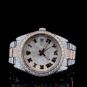 นาฬิกาข้อมือผู้ชาย Seiko หรูหรา สายสแตนเลสสตีล ประดับเพชร หน้าปัดตัวเลขโรมัน ตกแต่งด้วยสีโรสโกลด์ หน้าปัดระยิบระยับ - Product Image 4