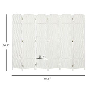 6-Panel 5.6FT Tall White Freestanding Room Partition Handcrafted MDF <b>Folding</b> <b>Screen</b> Divider for Home Office Privacy - Product Image 3