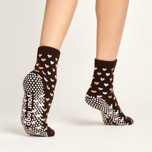 Chaussettes de trampoline antidérapantes personnalisées avec logo, pour Pilates, yoga, compression, tube, motif cœur, printemps-été - Product Image 3