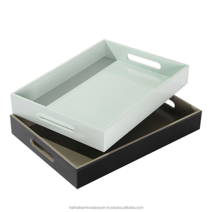 Bandeja de servicio de madera lacada moderna al por mayor, bandeja de perlas madre hecha a mano para uso doméstico de negocios, Hathai personalizado directo de fábrica - Product Image 1