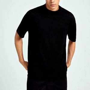 T-shirt ample en maille à manches courtes pour homme, en mélange de coton, col rond uni, style streetwear décontracté, couleur unie, haut basique - Product Image 2