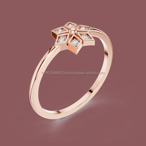 Anillo de Diamantes con Corte Esmeralda de 10K y 14K con Engaste de Plata para Mujer - Product Image 1