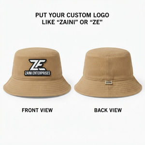 Chapeau Bob Homme en Toile de Coton Premium 240 GSM Kaki Beige avec Logo Personnalisé, Patch en Caoutchouc 3D, Étiquette Tissée, 4 Panneaux, Chapeau de Soleil Décontracté pour l'Extérieur - Product Image 1