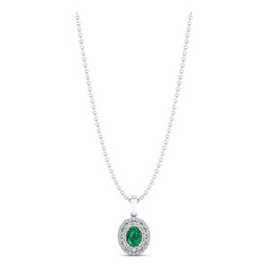 Colliers REYES en argent sterling 925, pierre précieuse émeraude ovale de 0,75 ct, fabricant de bijoux en moissanite certifiés GRA pour femmes - Product Image 1