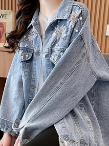 Hardihood International <b>Floral</b> Print Denim <b>Vest</b> Women Sleeveless Button Front Formal Summer Jacket Breathable Distressed Crop - Product Image 6