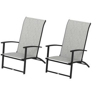 Set di 2 Sedie Pieghevoli Grigie per Esterni con Schienale Alto e Braccioli, Ideali per Patio, Giardino, Campeggio ed Eventi Sportivi, Realizzate in Materiale PE Resistente - Product Image 1