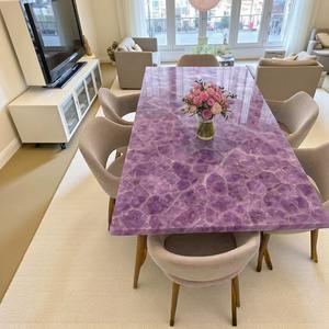 Meuble de luxe en améthyste, grande table à manger en géode d'améthyste violette brésilienne, à vendre, mobilier d'intérieur - Product Image 3