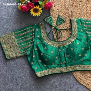 Heavy Phantom Silk with Sequence & Embroidered Padded Front-Hook <b>Blouse</b> Collection Supplier from Surat At Wholesale Rate - Product Image 5