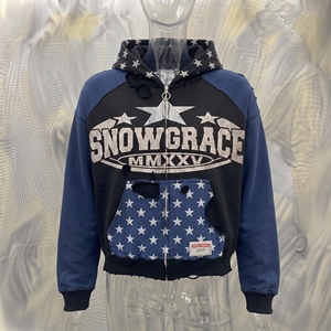 เสื้อฮู้ดโอเวอร์ไซส์ผู้ชาย Snowgrace ผ้าเฟรนช์เทอร์รี่ พิมพ์ลายโลโก้ด้านหน้า สไตล์สตรีทแวร์ เสื้อกันหนาว - Product Image 3