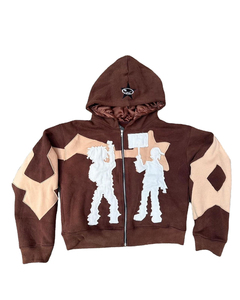 Chaqueta con cremallera de fabricante personalizado, con bordado desgastado y pedrería, lavado ácido, 500GSM, unisex, de forro polar, estilo streetwear, 100% algodón - Product Image 4