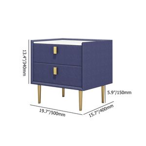 Comodino in pelle a 2 cassetti con piano in pietra sinterizzata - Product Image 3