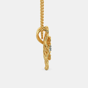 Yellow Gold Layered Floral Lab Grown Diamond Pendant Necklace - Product Image 2