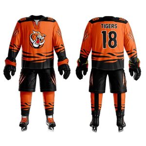 Custom Ice Hockey Jersey Men Full Sublimation Team Sport Uniform Orange <b>Tiger</b> Design Wholesale OEM Hockey Wear Jersey Supplier - Product Image 2