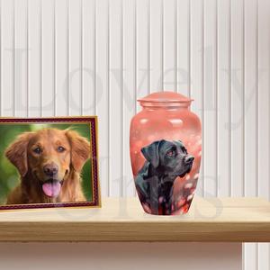 Urna de cremación para perros Labrador negros, urna conmemorativa para cenizas de mascotas en color coral rosa, recuerdo decorativo, tributo. - Product Image 3