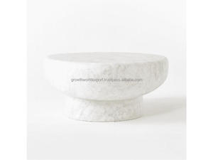 Designer <b>Oval</b> Marble <b>Coffee</b> <b>Table</b> Glossy Finish Contemporary Furniture Luxury White Marble <b>Coffee</b> <b>Table</b> Organic <b>Oval</b> Shape Cente - Product Image 4