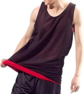 Conjunto de Camiseta de Baloncesto Transpirable de Malla para Hombre, Chaleco sin Mangas, Pantalones Cortos con Cintura Elástica y Correa Ajustable, Nombre del Equipo Personalizado, Rojo Deportivo - Product Image 4