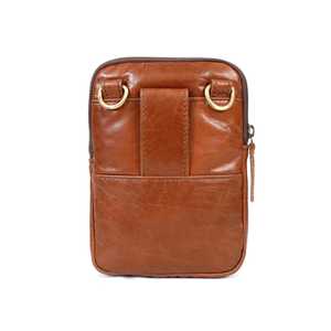 Genuine <b>Leather</b> <b>Soft</b> Crossbody <b>Bag</b> Men's Luxury Classic Flap Closure Durable Design Brown Color Large Capacity Business Use - Product Image 4