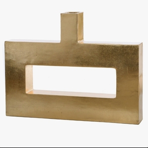 Handmade Modern <b>Gold</b> Metal Lightweight <b>Vase</b> Geometric Cutout Rectangular Shape Luxury Tabletop Centerpiece Decorative Flower - Product Image 2