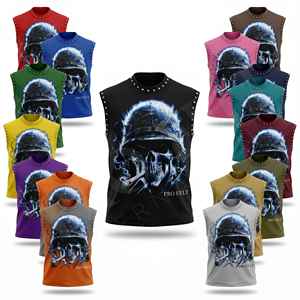 Débardeur sans manches personnalisé avec motif tête de mort, style punk, streetwear, gothique, pour la gym, été, décontracté, mode - Product Image 1