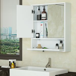 Mueble de Baño de Madera con Doble Puerta y Espejo, Montado en la Pared, con Almacenamiento - Product Image 6