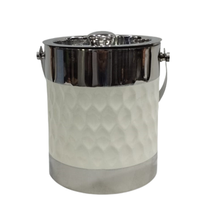 Modern <b>White</b> Enamel Hammered Ice <b>Bucket</b> Stainless Steel Luxury Champagne Wine Cooler Chiller for Hotel Bar Party Event Decor - Product Image 1