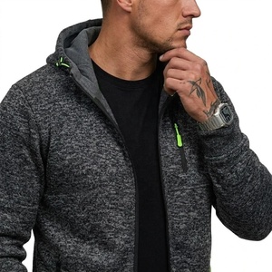 Men's Hooded Fleece Zipper Sweatshirt Solid Color Regular Fit Casual Autumn Wear Breathable Knitted Polyester 2027 - Product Image 1
