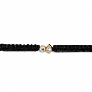 Pulsera de Macramé Azul Marino Chapada en Oro de 14K con Diamantes CVD Cultivados en Laboratorio, Diseño de Corte Marquesa, Estilo Clásico, Cordón Ajustable - Product Image 2