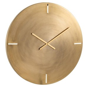 Minimalist Round Brass Wall <b>Clock</b> Analog Quartz <b>Silent</b> Metal Face for Living Room - Product Image 3