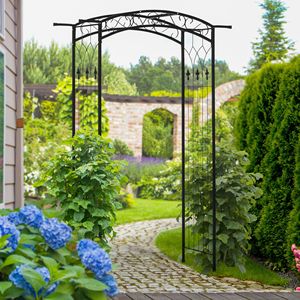 Arco da Giardino in Metallo Nero da 2,1 m con Barra di Estensione Superiore Resistente alle Intemperie, Supporto Funzionale per Cerimonie Nuziali e Feste - Product Image 2