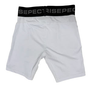 Short de compression blanc pour homme, taille mi-haute, respirant, en tricot de spandex et nylon, idéal pour l'entraînement décontracté - Product Image 6