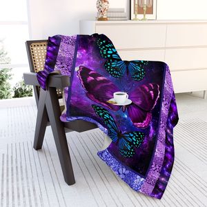 Coperta in Flanella con Stampa a Farfalle, Lussuosa, Morbida, Calda e Leggera per Casa, Divano, Ufficio, Letto, Campeggio, Viaggio - Idea Regalo Multiuso - Product Image 5