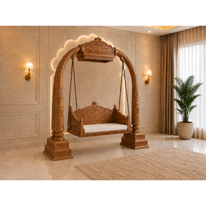 Exclusive Elephant Trunk Pillar Wooden <b>Swing</b> for Living Room Classic Wood Indoor <b>Swing</b> With Hand Carved <b>Frame</b> And Chains USA - Product Image 1