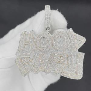 Pendentif Hip Hop Unisexe en Argent Sterling Plaqué Or Rose, Micro-Pavé de Moissanite Brillante en Forme de Cœur, Style HOOL BABY, Idéal pour les Fêtes - Product Image 4