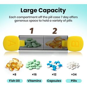 Grande boîte à pilules de voyage, organiseur hebdomadaire de pilules pour le matin et le soir, distributeur de pilules 2 fois par jour, conteneur de pilules quotidien pour 7 jours, pour le stockage des vitamines - Product Image 3