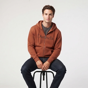 Dumela Men's Rust <b>Orange</b> Zip Up <b>Hoodie</b> Regular Fit Casual Letter Print Sweatshirt - Product Image 4