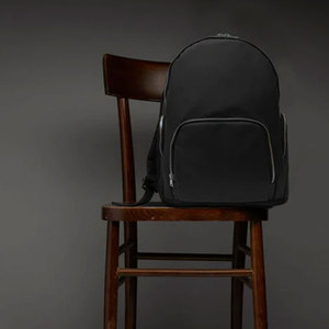 Minimalist <b>Black</b> Nylon Laptop <b>Backpack</b> with Zipper Closure and Water Resistance 20-39L Capacity Unisex Softback Design - Product Image 2