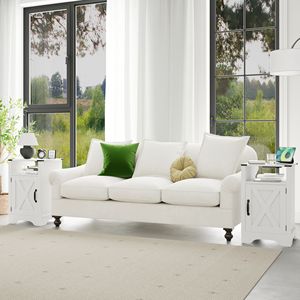 Farmhouse-Style <b>Rustic</b> Wooden Nightstand Tall <b>Bedside</b> <b>Table</b> with Electrical Outlets and Charging Station 2 Sets - Product Image 4