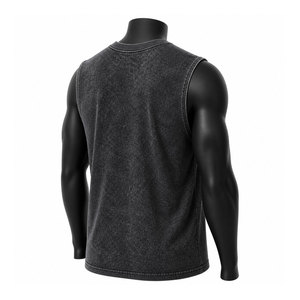 Custom Wholesale <b>Mens</b> <b>Black</b> Acid Wash Graphic Tank Top Cotton Knitted Streetwear Muscle <b>Vest</b> Casual Gym Workout Shirt Vintage - Product Image 2