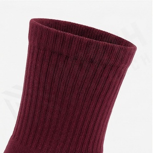Crew <b>Socks</b> Solid Color Burgundy Breathable Knitted for Daily Life Casual Wear Adult Size Standard - Product Image 4