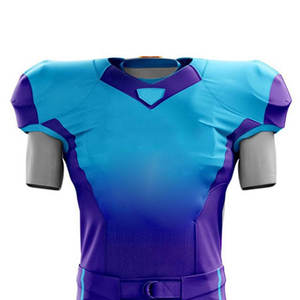 Maillot de football américain unisexe bleu dégradé, taille élastique, manches courtes, ajusté, anti-humidité, respirant, 100% coton - Product Image 4