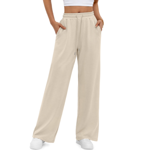 Women's Casual High Waist Joggers Loose Fit Straight Leg Cotton <b>Trousers</b> With Elastic Waist <b>Drawstring</b> Solid Pattern Pants - Product Image 6