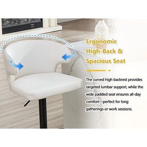 Taburete de Bar Moderno de Cuero PU, Silla Giratoria Ajustable con Respaldo para Cocina, Barra, Comedor - Product Image 6