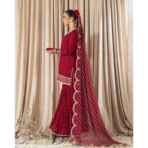 Top de mujer-Conjunto de Plazzo y Dupatta con trabajo de bordado pesado Ropa artística inspirada en Art Deco - Product Image 5