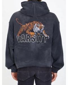 Acid Wash Logo personnalisé Double sweats à capuche Dtg impression Vintage lavage fermeture éclair à capuche 100% coton français éponge surdimensionné hommes sweats à capuche - Product Image 3