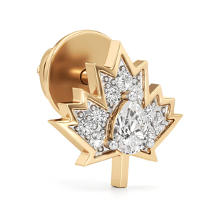 Pendientes de Oro Sólido de 18K con Diamantes en Forma de Hoja de Arce, Corte Pera, Clásicos para Uso Diario para Mujer - Product Image 2