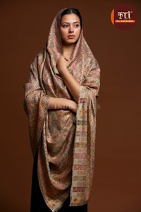 <b>Brown</b> Paisley <b>Wool</b> Shawl Scarf Floral Pattern Long Wrap Breathable Soft Lightweight Windproof Anti-Bacterial Quick Dry Winter - Product Image 2