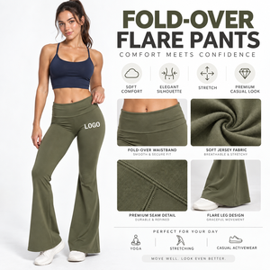 Pantalones Acampanados de Ropa Deportiva Personalizada con Acabado Suave, Pantalones de Yoga Transpirables de Punto, Ropa Deportiva Diaria, Fabricante Mayorista de Ropa Deportiva - Product Image 1