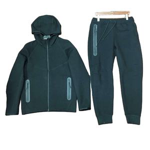 Ensemble de survêtement réfléchissant avec capuche et pantalon de jogging, respirant, entièrement zippé, en mélange de coton, vêtements de sport pour hommes et femmes - Product Image 3